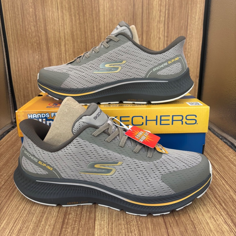 Skechers Go Run Consistent 2.0 Slip-ins Mens 12 Taupe Extra Wide Fit 246083